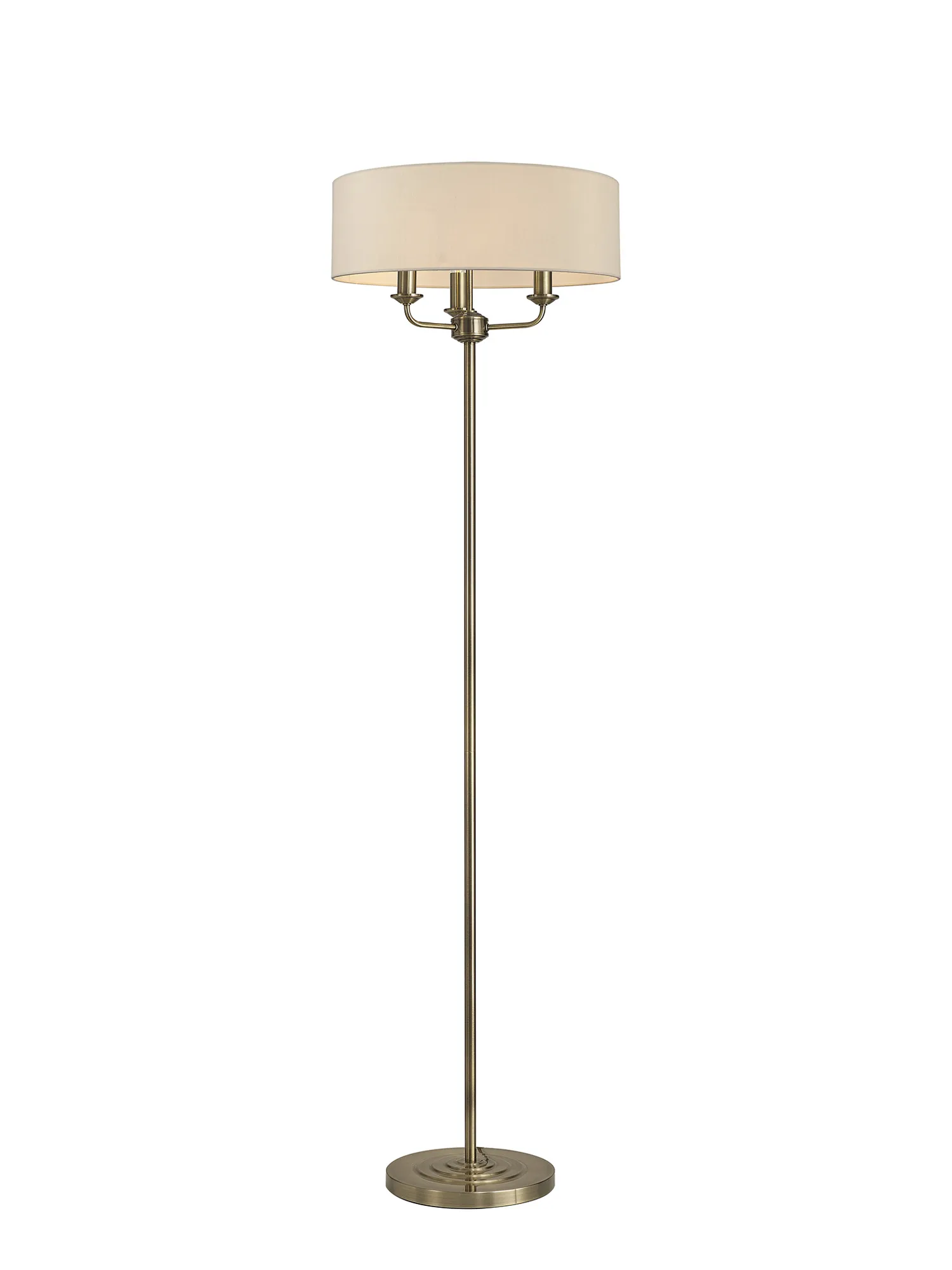 DK0905  Banyan 45cm 3 Light Floor Lamp Antique Brass, Nude Beige